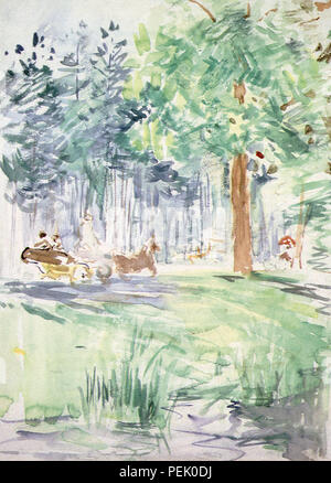 Transport dans le Bois de Boulogne, Allée des poteaux, Morisot, Berthe Banque D'Images