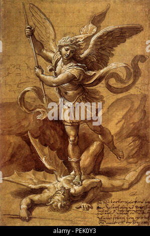 Saint Michel contre Satan, Atelier de Raphael Banque D'Images