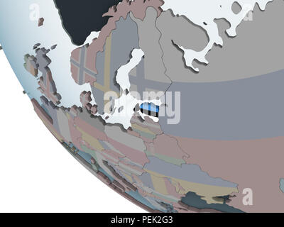 L'Estonie le globe politique intégré avec drapeau. 3D illustration. Banque D'Images