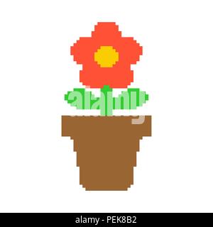 Pot de fleurs dans l'art du pixel 8 bits Vector Illustration Illustration de Vecteur