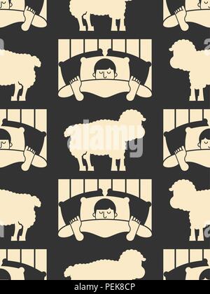 Homme endormi et les moutons sans couture. pattern Guy au lit endormi ornement. mâle sleeper. Texture vecteur Illustration de Vecteur