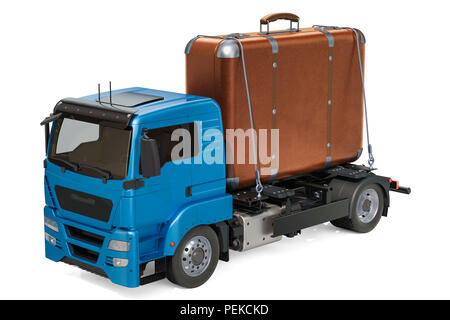 Service de livraison des bagages concept. Chariot à bagages. Le rendu 3D isolé sur fond blanc Banque D'Images