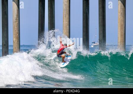 Mihimana Braye en compétition dans l'US Open de surf 2018 Banque D'Images