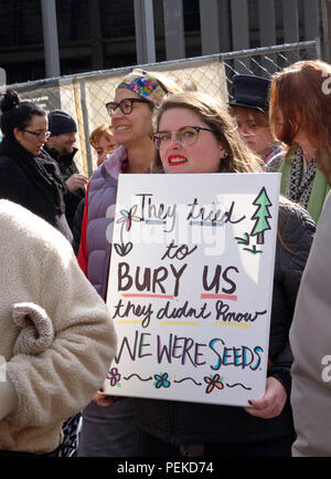 Asheville, NC, USA - Le 20 janvier 2018 : dans le 2018 Marche des femmes avec panneau disant "ils ont essayé de nous enterrer, ils ne savaient pas que nous étions des graines Banque D'Images