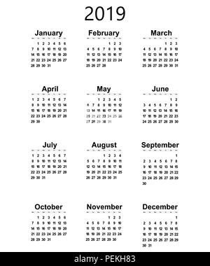 Grande nouvelle calendrier mural 2019. Vector illustration Illustration de Vecteur