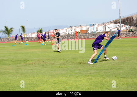 Frank James Lampard, OBE, manager de Derby County Football Club, avec l'équipe au cours de pré saison formation au T3 centre de formation à Costa Adeje, Banque D'Images