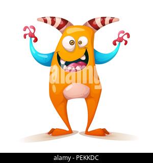 Drôle, mignon, crazy monster - personnages de dessins animés. Illustration de Vecteur