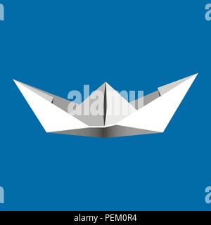 Papier Origami bateau blanc Illustration de Vecteur