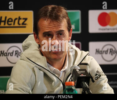 Julen Lopetegui manager du Real Madrid au cours de conférence de presse après le match de la Coupe des Champions de l'International 2018 Real Madrid vs roms au stade MetLife Banque D'Images
