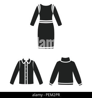 Différents types de vêtements icônes noires dans set collection pour la conception. Vêtements et style symbole vecteur illustration de stock. Illustration de Vecteur