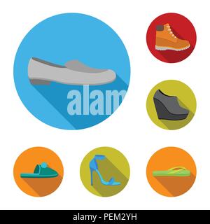 Une variété de chaussures télévision icônes de collection set pour la conception. Vecteur d'initialisation, espadrilles illustration stock symbol. Illustration de Vecteur