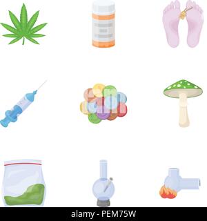 Jeu de médicaments des icônes dans le style cartoon. Grande collection de stock symbole vecteur de médicaments Illustration de Vecteur