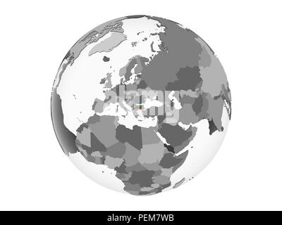 Bulgarie Le globe politique gris avec drapeau. 3D illustration isolé sur fond blanc. Banque D'Images