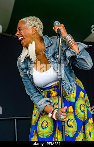 Singer Shakura S'Aida à Canmore Folk Music Festival, Canmore, Alberta, Canada Banque D'Images