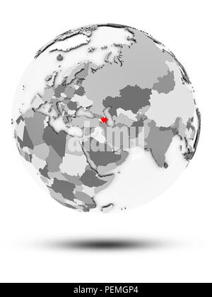 Azerbaïdjan Le globe gris simple avec ombre isolé sur fond blanc. 3D illustration. Banque D'Images