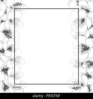 Momo Peach Blossom Fleurs Bordure Carte de bannière. Vector Illustration. Illustration de Vecteur