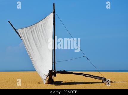 Oruwa bateaux de pêche sur la plage de Negombo, Sri Lanka Banque D'Images