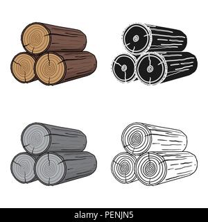 L'icône de pile de grumes en cartoon style isolé sur fond blanc. Bois et scierie vector illustration symbole. Illustration de Vecteur