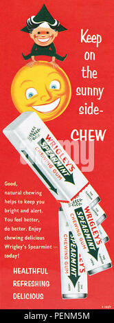 1957 La publicité pour Wrigley's Spearmint Chewing-gum. Banque D'Images