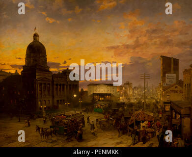 Washington Street, Indianapolis, au crépuscule, en 1892-1895 à Prague, Indianapolis Museum of Art, Indianapolis, Indiana, USA, Amérique du Nord Banque D'Images