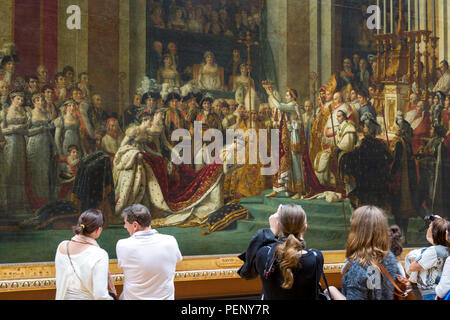 Le Sacre de Napoléon - peint en 1807 par Jacques-Louis David, à l'affiche au Musée du Louvre, Paris, France Banque D'Images