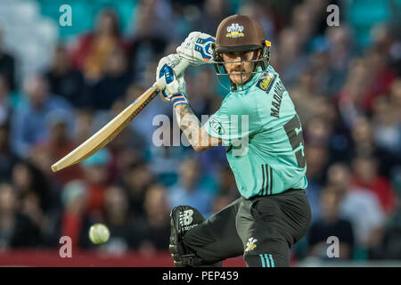 Londres, Royaume-Uni. 15 août, 2018. Maddinson Nic pour Surrey au bâton contre Hampshire dans la vitalité T20 Blast match à la Kia Oval. David Rowe/Alamy Live News Banque D'Images