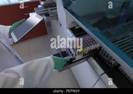 Technicien de laboratoire d'analyse des échantillons sanguins Banque D'Images