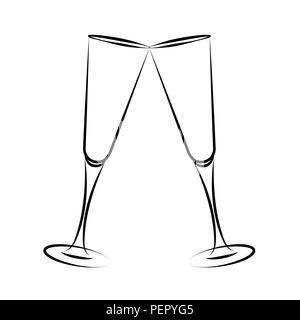 Deux verres de champagne dessin simple illustration vecteur EPS10 Illustration de Vecteur