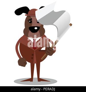 Cartoon vector illustration chien d'affaires détient drapeau blanc de la reddition. Illustration de Vecteur