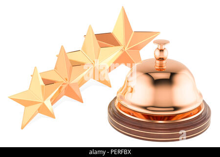 Service de réception avec Bell 4 étoiles, 3D Rendering isolé sur fond blanc Banque D'Images
