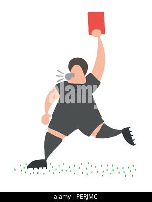 Vector illustration cartoon arbitre homme court et montrant une carte rouge. Illustration de Vecteur