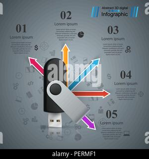Usb Flash - flèches d'infographie. Illustration de Vecteur