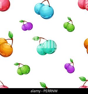 Cherry transparente motif dessin animé sur un fond gris, Illustration de Vecteur