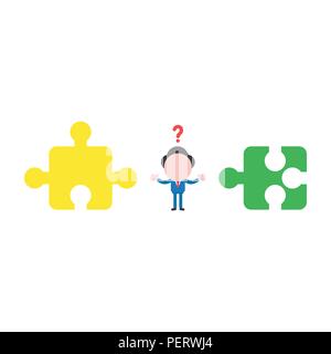 Vector illustration concept d'affaires confondus avec deux caractères incompatibles jigsaw puzzle pieces. Illustration de Vecteur