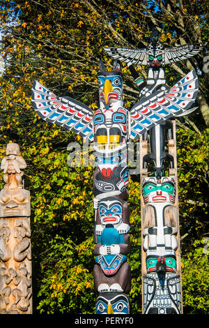 Kakaso'Las Totem à Brockton Point dans le parc Stanley, Vancouver, British Columbia, Canada, Amérique du Nord Banque D'Images