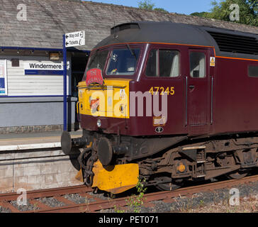 Chemins de fer de la côte ouest catégorie 47 avec une locomotive à Windermere Windermere à Oxenholme, train d'exécution lorsque Northern rail suspendu le service Banque D'Images