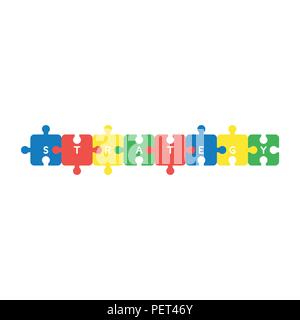 Concept d'illustration vectorielle de la stratégie mot écrit sur huit pièces jigsaw puzzle connecté. Illustration de Vecteur
