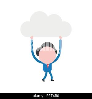 Homme d'illustration vectorielle mascot character walking and holding up cloud. Illustration de Vecteur