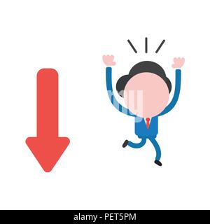 Caractère d'affaires d'illustration vectorielle courir loin de flèche en descente. Illustration de Vecteur