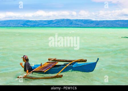 Aux Philippines, l'île de Negros - Feb 05, 2018 : Sable Blanc Manjuyod Banque D'Images