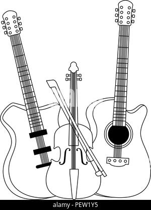 Guitares électriques et instruments violon vector illustration design Illustration de Vecteur