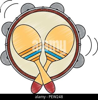 Instruments de musique tambourin et maracas vector illustration design Illustration de Vecteur