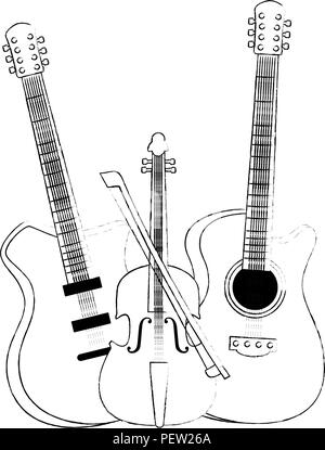 Guitares électriques et instruments violon vector illustration design Illustration de Vecteur