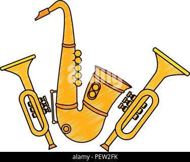 Instruments de musique et des trompettes saxophone vector illustration design Illustration de Vecteur
