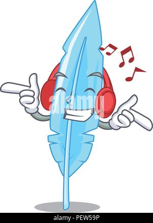 La musique d'hand drawn feather mascot Illustration de Vecteur