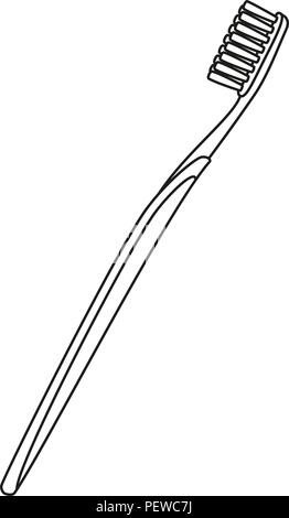 Les dessins au trait noir et blanc brosse à dent Illustration de Vecteur