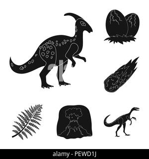 Dinosaures différents icônes noires dans set collection pour la conception. Animaux préhistoriques symbole vecteur illustration de stock. Illustration de Vecteur