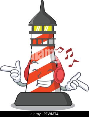 La musique d'phare sur la plage mascot Illustration de Vecteur
