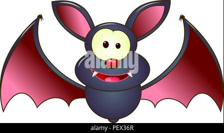 Cartoon bat sur fond blanc. La chauve-souris grise est un vampire. Illustration de Vecteur