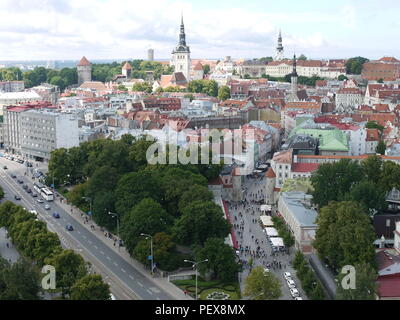 La vieille ville de Tallinn au cours de l'heure d'été d'en haut Banque D'Images